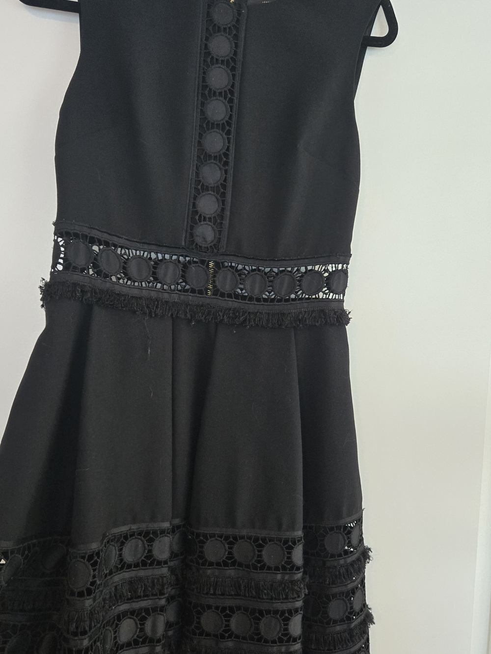Ted Baker Black Sleeveless Lace-Trim Midi Dress